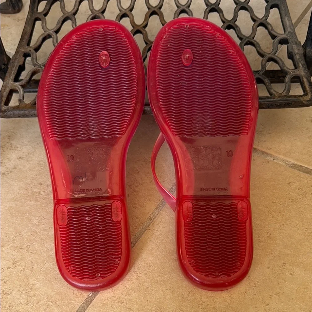 Kate Spade New Stylish Red -Turquoise Flip-Flops Size 10